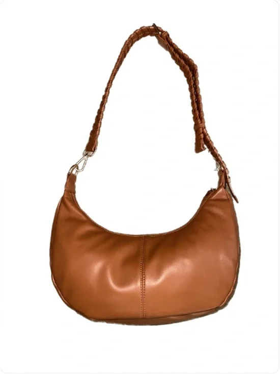 Antik Kraft Tan Braided-Handle Crescent Shoulder Bag - Picture 3 of 8